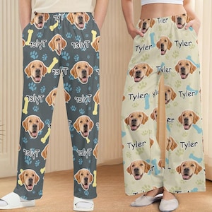 Custom Photo & Name Pajama Pants, Dog Pajama Pants, Personalized Dog Face Pajama Pants, Photo Pajama Bottoms, Couple Gifts, Pet Lover Gifts
