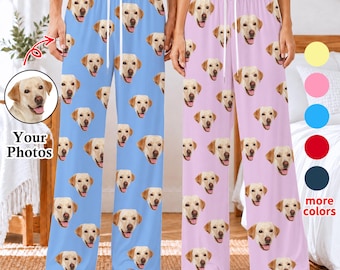 Custom Dog Face Pajama Pants: Personalized Pet Photo PJs, Pet Lovers Sleepwear, Christmas Pajamas