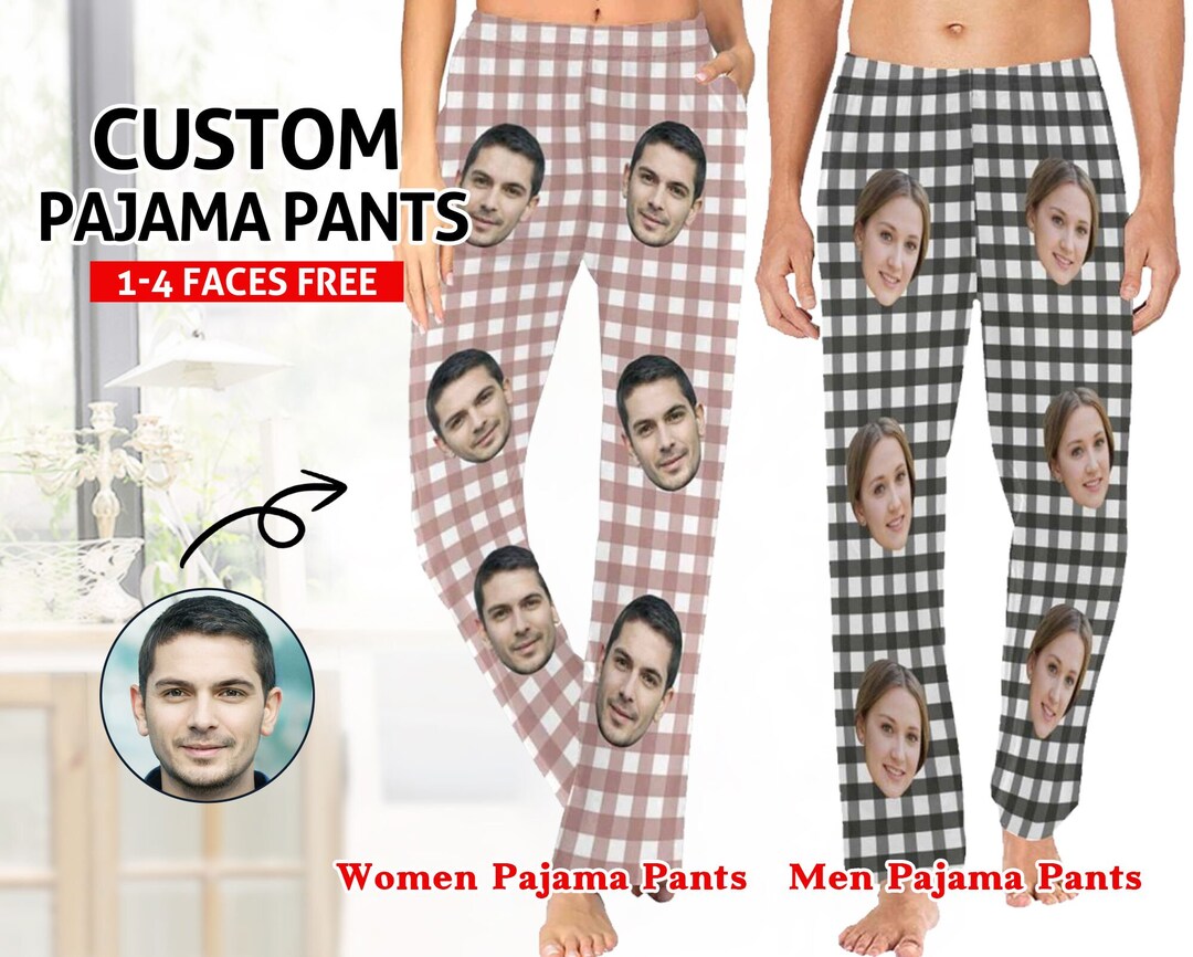 Custom Face Pajama Pants Face on Pajama Pants Funny Pajama Etsy