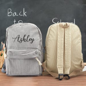 Handgefertigter Cord Rucksack: Personalisierte gestickte Schultaschen für Kinder und Kleinkinder, personalisierter Kinderrucksack, Kinderbuchtaschen mit Namen