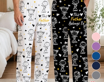 This Father Belongs to Pajama Pants, Custom Name Pajamas Pants, Grandparents' Day