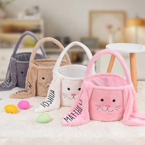 Personalized Easter Basket for Kids, Custom Name Bunny Basket, Easter Gift Decor for Children Boys Girls Monogram Basket for Easter Egg Hunt