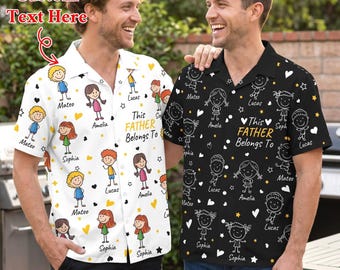 Custom Dad Hawaiian Shirt, This Grandpa Belong To With Name, Father's Day Gift