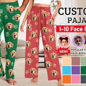 Custom Photo Pajama Pants, Pet Dog Pajama Pants, Personalized Pet Face Pajama Pants, Photo Pajama Bottoms, Couple Gifts, Birthday Xmas Gift
