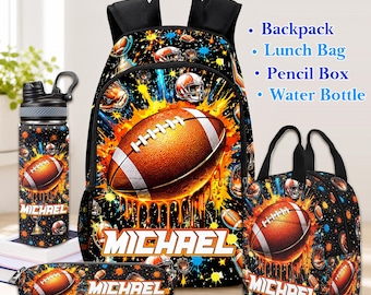 Custom Football Backpack for Kids, Sports Ball School Bookbag for Boys