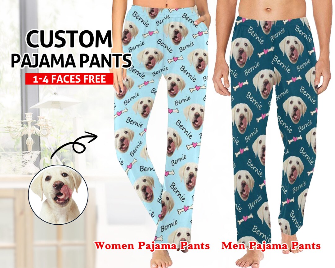 Custom Photo & Name Pajama Pants, Dog Pajama Pants, Personalized Dog
