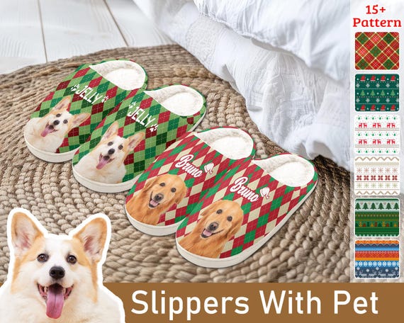 Custom Pet Slippers With Your Dogs Face For Adults Custom Pet Face