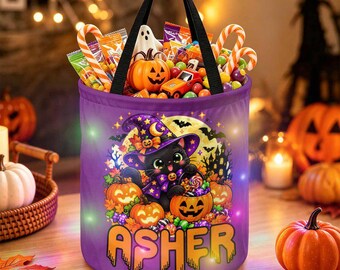 Personalized Trick-or-Treat Bag, Custom LED Halloween Basket