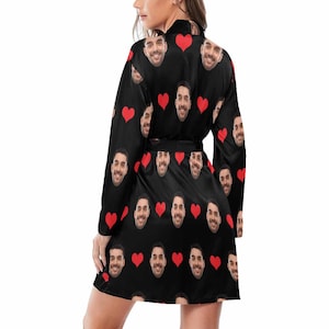 Custom Face Kimono Robe Funny Personalized Photo Night Robe Women Sleepwear Robe Bridal Robe Photo Gifts Wedding Birthday Bachelorette Gifts