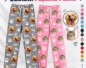Custom Photo Pajama Pants, Customized Pajamas with Multiple Faces, Christmas Trousers Gift