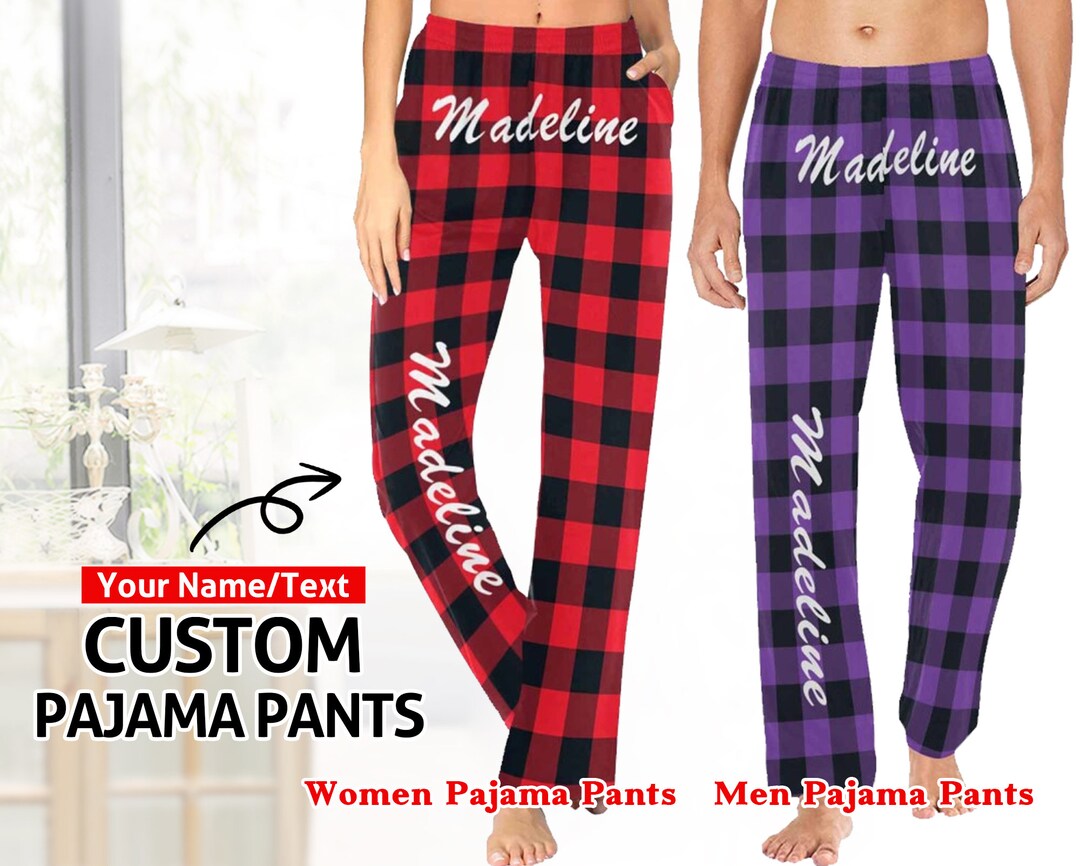 Custom Text Name Pajama Pants Pajama Pants Gifts Etsy