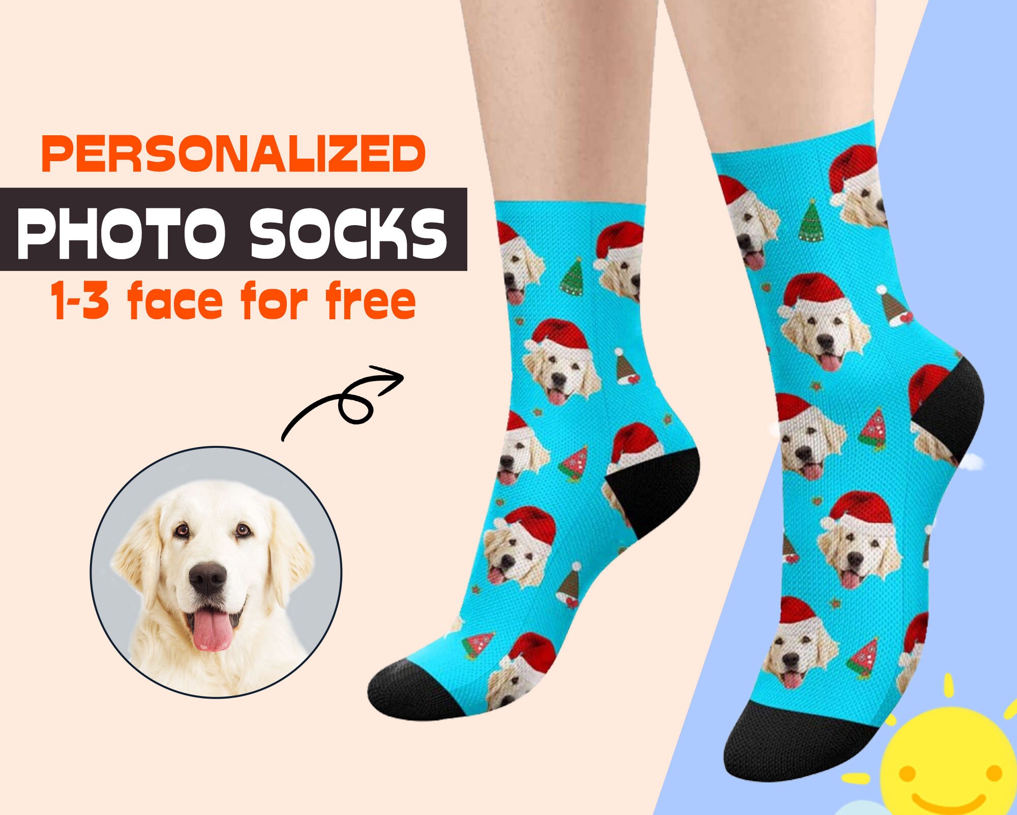 etsy dog face socks