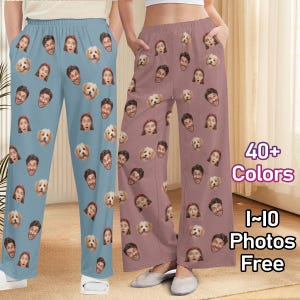 Custom Women Men Kid Pajama Pants with Faces, Mutiple Faces on Pajamas,Face Pajama Pants, Personalized Pajamas with Face,Custom Face Pajamas
