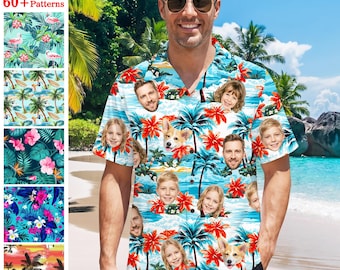Personalized Hawaiian Shirt, Custom Photo Face Aloha Shirt, 60+ Patterns, Bachelor Party