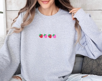 Strawberry Sweatshirt, Strawberries Sweater, Aesthetic Sweater, Fruit Sweatshirt, Gift Idea