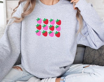 Sudadera de fresa, sudadera del día de San Valentín, suéter estético, suéter de frutas, idea de regalo