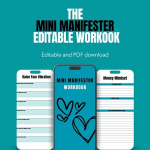 Mini Manifestor Workbook - 22-seitige Absicht Einstellung und Ziele bearbeitbarer Download. Undatiert - Meistere deine Ziele, Mindset, Liebe und Geld.