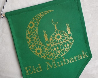 Handmade Eid Mubarak fabric celebration banner flag bunting home decor, parties, eid celebrations party supplies