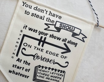Handmade Fabric flag banner take that inspired lyrics wall hanging home decor