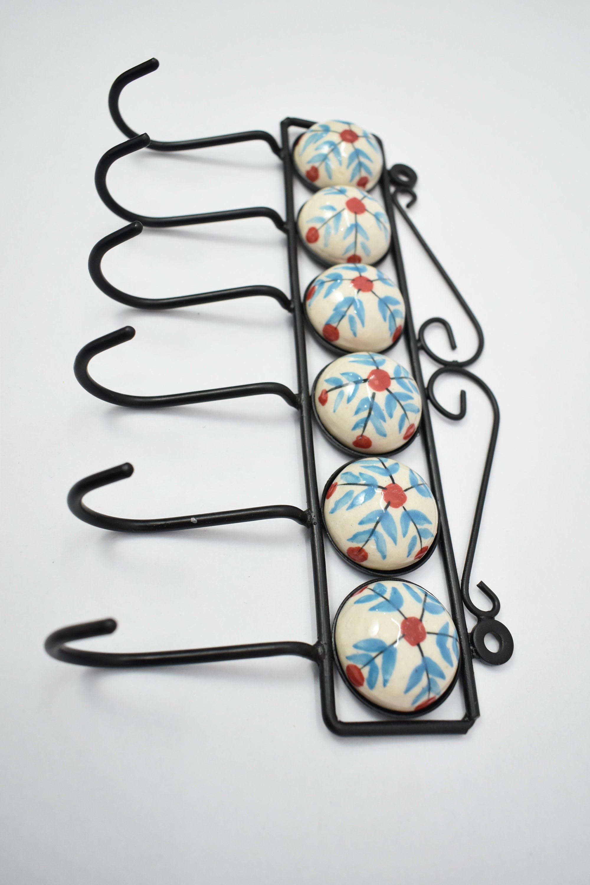 Multicolor Traditional Ceramic HandPainted Hook Bathroom Etsy