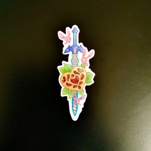 Master Sword & Heart Container - Glitter Sticker - Legend of Zelda LoZ