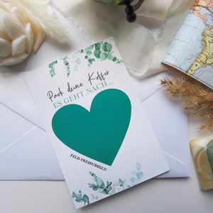 Bon de voyage personnalisé à l'eucalyptus | Carte à gratter | Cadeau pour les amoureux du voyage | Bon d'achat | Surprise | Cadeau de Noël