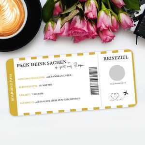 Reisegutschein Bordkarte Personalisiert Perlmuttpapier 17 Farben Rubbelkarte Geschenk Reiseliebhaber Gutschein Reise Flugticket Bild 3