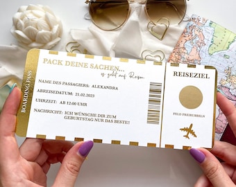 SPECIAL EDITION Reisegutschein Personalisiert | Rubbelkarte | Geschenk für Reiseliebhaber | Bordkarte | Gutschein | Geschenk Weihnachten