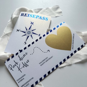 Buono viaggio, passaporto, personalizzabile | Gratta e vinci | Regalo per gli amanti dei viaggi | Sorpresa | Carta d'imbarco | biglietto di viaggio | Vacanza