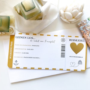 Bon de voyage carte d'embarquement croisière personnalisée | 17 couleurs | Carte à gratter | Cadeau pour les amoureux du voyage | Bon de voyage | Noël