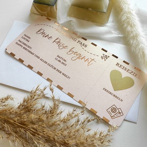 Bon de voyage Le voyage commence Papier nacre personnalisable | Carte à gratter | Cadeau pour les amoureux du voyage | Cadeau de Noël, vacances