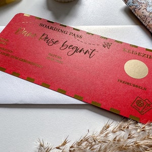 Bon de voyage Le voyage commence Personnalisable | Carte à gratter | Cadeau pour les amoureux du voyage | Surprise | carte d'embarquement
