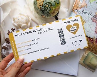 Reisegutschein Personalisiertes Geschenk + Umschlag • Bordkarte Fluggutschein • Gutschein Reise • Flugticket • Gutschein Geschenke
