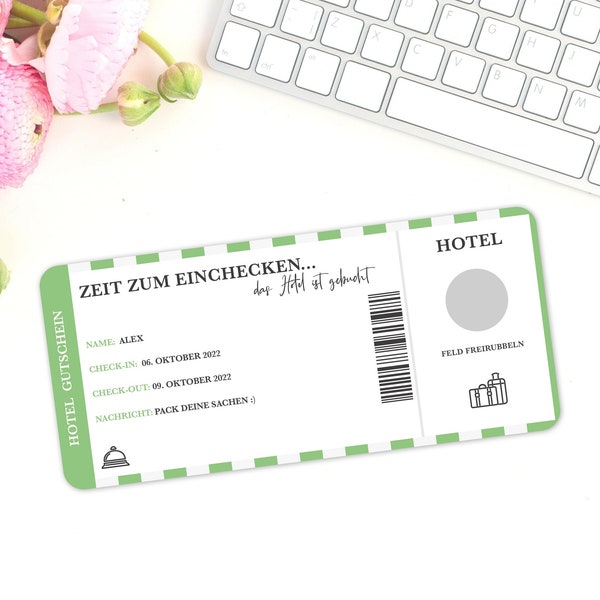 Hotelvoucher reizen gepersonaliseerd | kraskaart | 17 kleuren | Cadeau reisliefhebber | Verrassingsreis | Cadeaukaart coupon