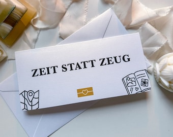 Gutschein Zeit statt Zeug Personalisiert Perlmutt aufklappbar | 17 Farben | Rubbelkarte | Geschenk Aktivität | gemeinsame Zeit| Weihnachten