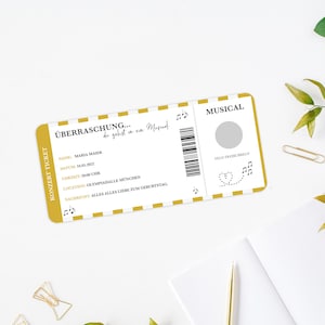 Billet musical personnalisé | Carte à gratter | 17 couleurs | Bon musical | Cadeau | Surprise | Billet | Coupon | Noël