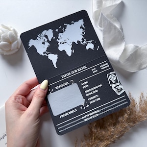 Bon de voyage - Bon passeport personnalisé • Idée cadeau créative • Carte à gratter • Cadeau pour les amoureux du voyage • Cadeau de voyage
