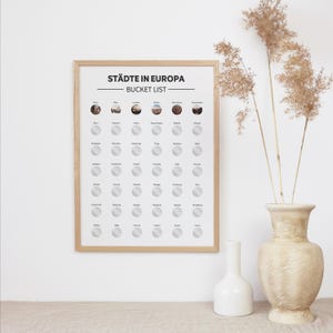 Cities in Europe Bucket list to scratch off A3 • Spoon list • Scratch fields • Travel gift • Bucket list ideas • Europe trip image 2