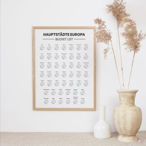 Hauptstädte Europas Bucketlist zum Freirubbeln, Löffelliste, Rubbelposter, Reise Geschenk, Kratzposter Europa, Travel Bucketlist
