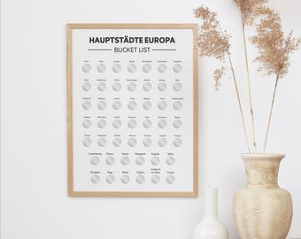 European Capitals Bucket List Scratch-Off, Bucket List, Scratch-Off Poster, Travel Gift, Scratch Poster Europe, Travel Bucket List