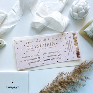 Gutschein Zeit statt Zeug Personalisierbar ROSÈ | Gutscheinkarte | Auszeit | Gutschein Verpackung | Geschenk Gutschein | Wellness Urlaub