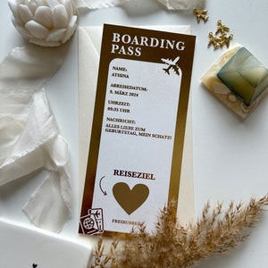 Bon de voyage personnalisable et carte d'embarquement NACRE | Carte à gratter | Cadeau pour les amoureux du voyage | Surprise | Carte d'embarquement