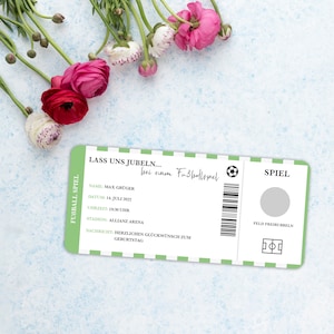 Football Match Ticket Personalized | scratch card | 17 colors | personalized gift | Coupon | Football | Sports voucher | Christmas