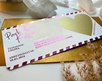SPECIAL EDITION Reisegutschein Personalisiert | zweifarbig foliert | Rubbelkarte | Geschenk Reiseliebhaber | Überraschung | Bordkarte