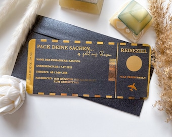 BLACK EDITION Reisegutschein Personalisiert | Rubbelkarte | Geschenk für Reiseliebhaber | Bordkarte | Gutschein | Geschenk Weihnachten