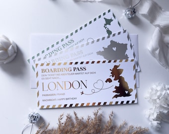 Personalized travel voucher - travel ticket, scratch card, travel voucher, boarding pass, travel gift, personalized gift
