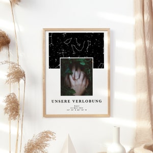 Personalisierte Sternenkarte mit Foto eckig | Sternenhimmel Poster | Sternbild | Sternenkarte Hochzeit | Nachthimmel Sterne | Geburt