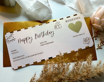 Personalized Birthday Travel Voucher - Travel Ticket, Scratch Card, Flight Ticket, Travel Gift, Personalized Birthday Gifts