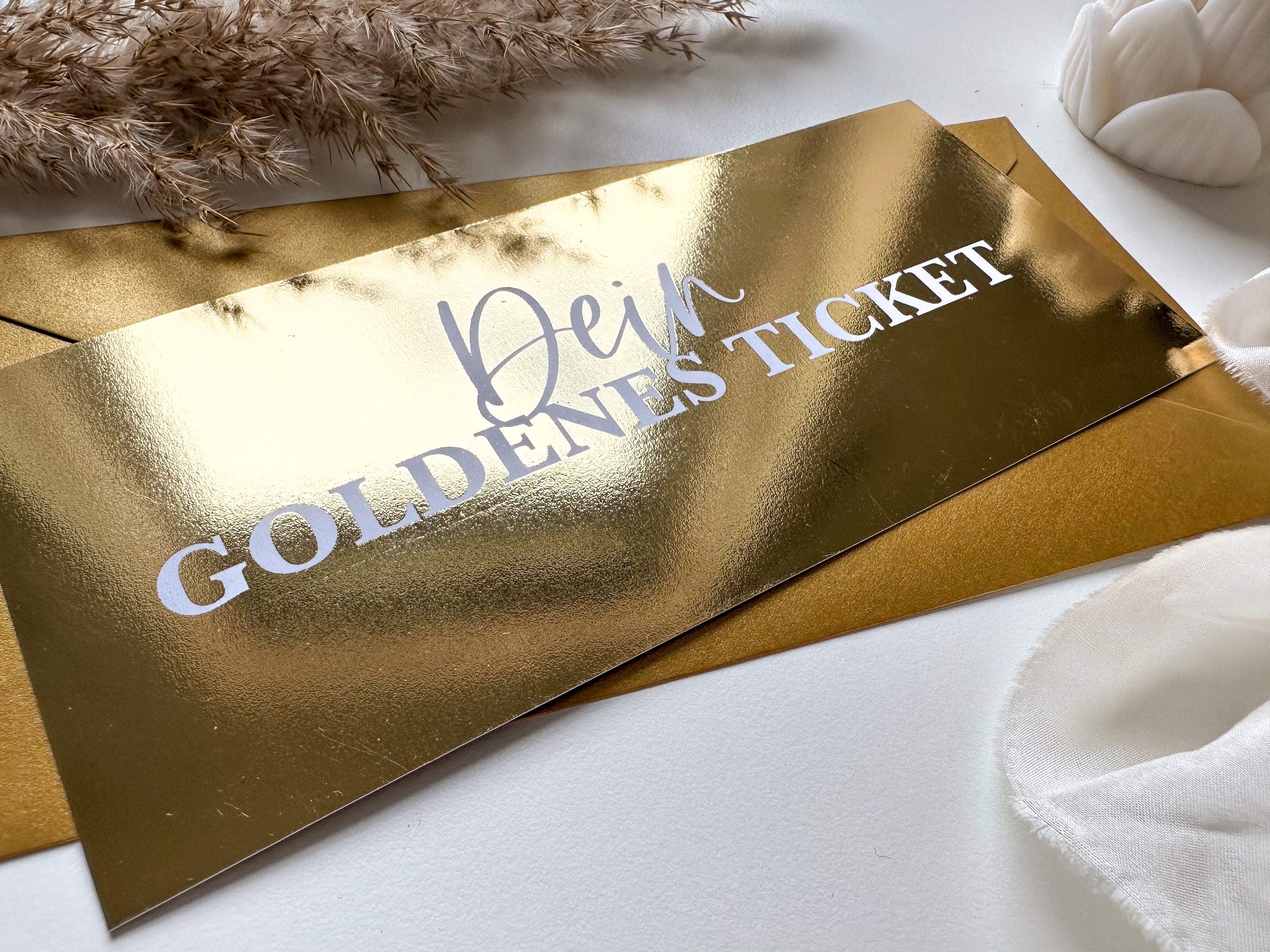 Golden Ticket Biglietto Gratta E Vinci Dorato - Con Adesivo E