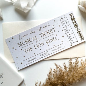 Ingresso Musical Personalizável EDIÇÃO MADREPÉROLA | Presente para amantes da música | Vale-presente para evento | Visita musical | O Rei Leão | Tarzan